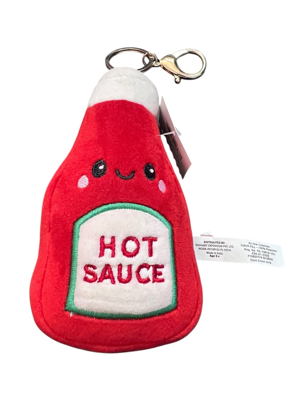 🔥 Hot Sauce Large Cutie Bag Charm Keychain | Funny Kawaii Plush (6”x3”) - Picture 3 of 4